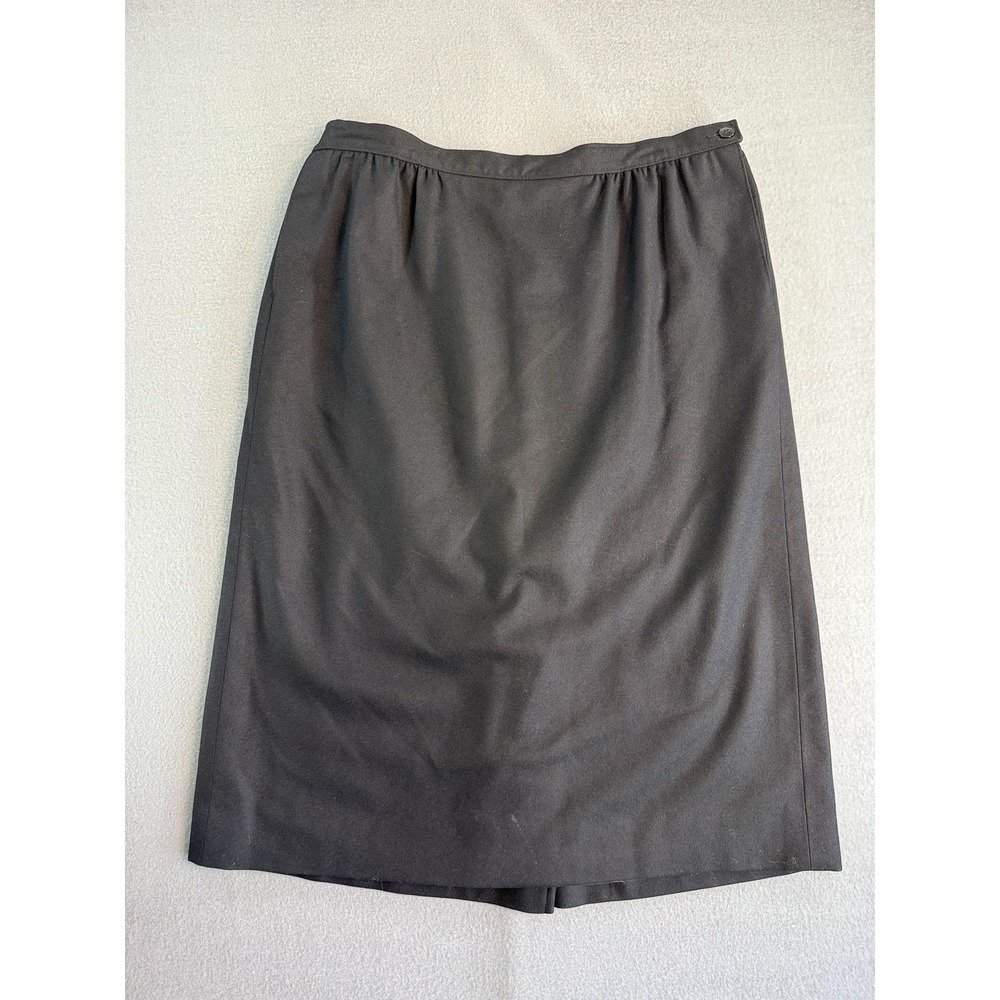 Vintage Pendleton Skirt Womens 16W‎ Black Wool Knee Length Lined Back Slit USA
